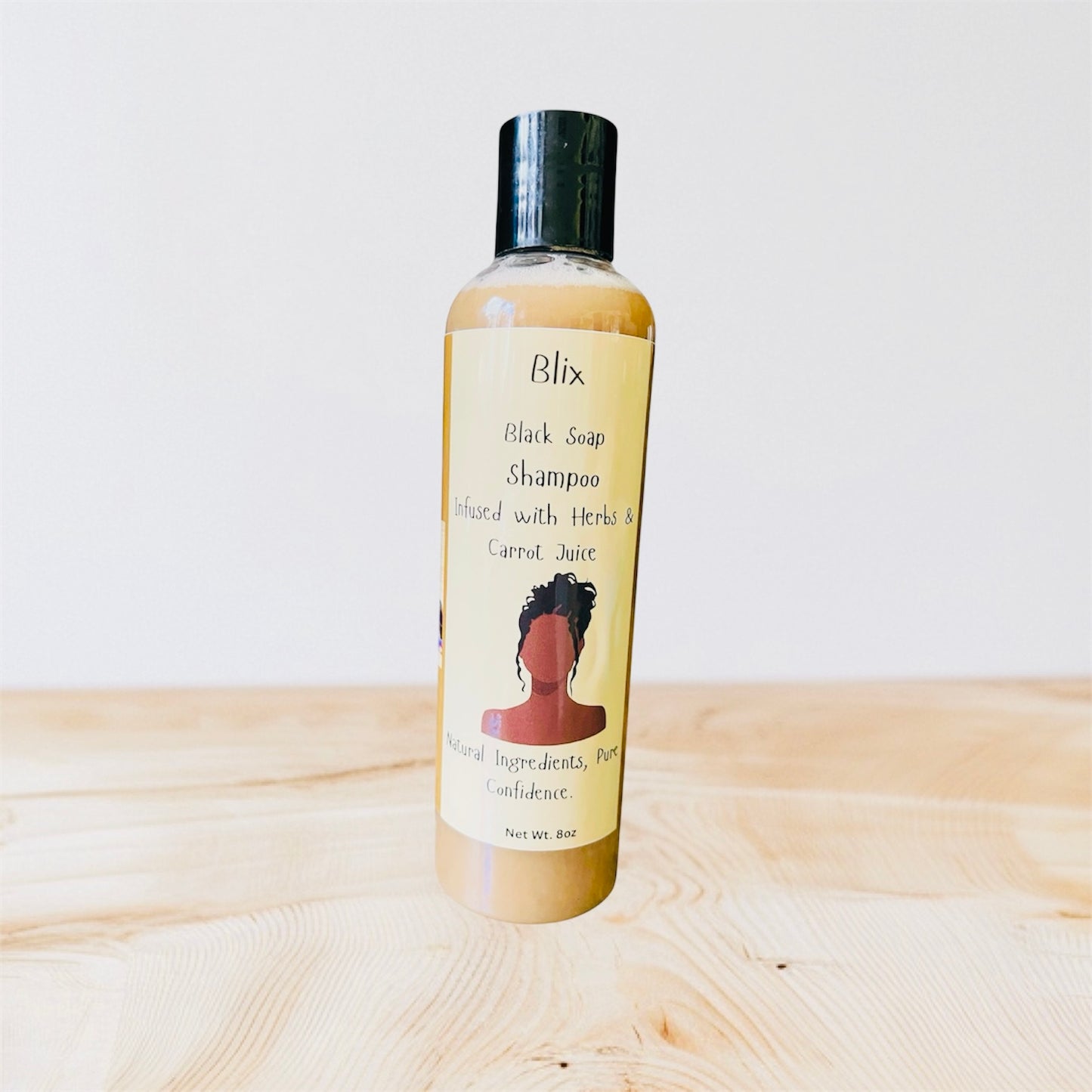 Black Soap Shampoo,  8oz. Scent: Apricot and Peach